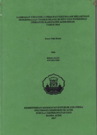 Image of Gambaran Kepatuhan Perawat Gigi Dalam Melakukan Pengendalian Infeksi Silang di Poli Gigi Puskesmas Indrapuri Kabupaten Aceh Besar