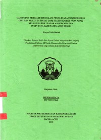 Image of Gambaran Perilaku Ibu Dalam Pemeliharaan Kebersihan Gigi dan Mulut di Tinjau dari Status Karies pada Anak Kelas II di SDN 2 Pagar Air Kecamatan Ingin Jaya Kabupaten Aceh Besar