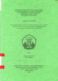 Image of Gambaran perawat Gigi Lanjutan pada Masyarakat Pengguna Obat Tradisional dalam Menghilangkan Rasa Sakit Gigi di Desa Lam Luweung Kecamatan Montasik