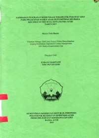 Image of Gambaran Penerapan Komunikasi Terapeutik Perawat Gigi pada Pelayanan Pasien Anak di Puskesmas Meuraxa Kecamatan Meuraxa Kota Banda Aceh Tahun 2019