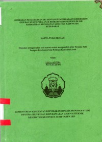 Image of Gambaran Pengetahuan Ibu Tentang Pemeliharaan Kebersihan Gigi dan Mulut pada Anak Berkebutuhan Khusus di SLB Rahmatillah Kecamatan Samatiga Kabupaten Aceh Barat
