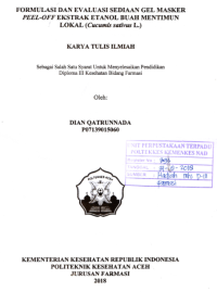 Image of Formulasi Dan Evaluasi Sediaan Gel Masker Peel - Off Ekstrak Etanol Buah Mentimun Lokal (Cucumis Sativus L.)