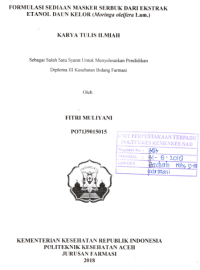 Image of Formulasi Sediaan Masker Serbuk Dari Ekstrak Etanol Daun Kelor (Moringa Oleifera Lam.)