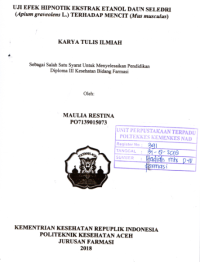 Image of Uji Efek Hipnotik Ekstrak Etanol Daun Seledri (Apium Graveolens L.) Terhadap Mencit (Mus Musculus)