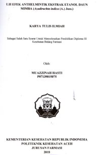 Image of Uji Efek Anthelmintik Ekstrak Etanol Daun Mimba (Azadirachta Indica (A.) Juss.)