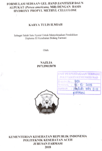 Image of Formulasi Sediaan Gel Hand Sanitizer Daun Alpukat (Persea Americana Mill) Dengan Basis Hydroxy Propyl Methyl Cellulose