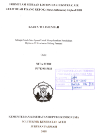 Image of Formulasi Sediaan Lotion Dari Ekstrak Air Kulit Buah Pisang Kepok (Musa Balbisiana) Triploid BBB