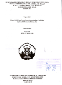 Image of Hubungan Pengetahuan Ibu Dan Dukungan Keluarga Dengan Keberagaman MP-ASI Usia 6-24 Bulan Di Desa Lamjreun Dan Alue Rindang Kabupaten Aceh Besar Tahun 2018