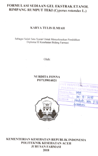 Image of Formulasi Sediaan Gel Ekstrak Etanol Rimpang Rumput Teki (Cyperus Rotundus L.)