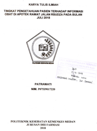 Image of Tingkat Pengetahuan Pasien Terhadap Informasi Obat Di Apotek Rawat Jalan RSUDZA Pada Bulan Juli 2018