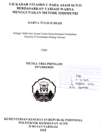 Image of Uji Kadar Vitamin C Pada Asam Sunti Berdasarkan Varisasi Warna Menggunakan Metode Iodimetri
