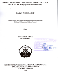 Image of Formulasi Sediaan Gargarisma Ekstrak Etanol Daun Pacar Air (Impatiens Balsamina Linn)