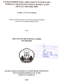 Image of Uji Koliform Pada Air Kangen Water Yang Terdapat Di Kawasan Kota Banda Aceh Dengan Metode MPN