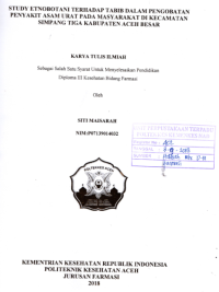 Image of Study Etnobotani Terhadap Tabib Dalam Pengobatan Penyakit Asam Urat Pada Masyarakat Di Kecamatan Simpang Tiga Kabupaten Aceh Besar
