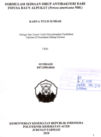Image of Formulasi Sediaan Sirup AntiBakteri Dari Infusa Daun Alpukat (Persea Americana Mill.)