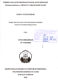 Image of Formulasi Salep Ekstrak Etanol Daun Kemangi (Ocimum Basilicum L.) Dengan Variasi Basis Salep