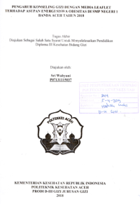 Image of Pengaruh Konseling Gizi Dengan Media Leaflet Terhadap Asupan Energi Siswa Obesitas Di SMP Negeri Banda Aceh Tahun 2018