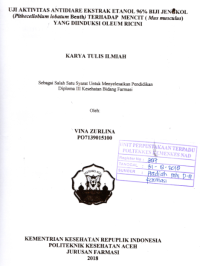 Image of Uji Aktivitas Antidiare Ekstrak Etanol 96% Biji Jengkol (Pithecellobium Lobatum Benth) Terhadap Mencit (Mus Musculus) Yang Diinduksi Oleum Ricini