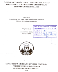 Image of Gambaran Tingkat Pengetahuan Dan Aktivitas Fisik Anak Sekolah Tentang Gizi Seimbang Di SD Negeri 52 Banda Aceh