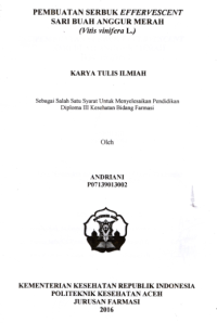 Image of Pembuatan Serbuk Effervescent Sari Buah Anggur Merah (Vitis Vinifera L.)