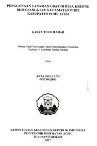 Image of Penggunaan Tanaman Obat Di Desa Krueng Dhoe Sanggeue Kecamatan Pidie Kabupaten Pidie Provinsi Aceh