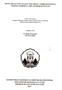 Image of Pengaruh Tepung Kacang Hijau Terhadap Daya Terima Formula MP-ASI Bubur Instan