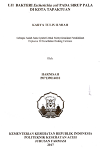 Image of Uji Bakteri Escherichia Coli Pada Sirup Pala Di Kota Tapaktuan