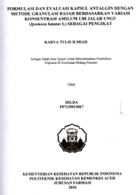 Image of Formulasi Dan Evaluasi Kapsul Antalgin Dengan Granulasi Basah Berdasarkan Variasi Konsentrasi Amilum Ubi Jalar Ungu (Ipomoea Batatas L) Sebagai Pengikat