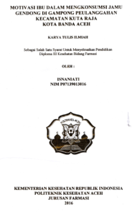 Image of Motivasi Ibu Dalam Mengkonsumsi Jamu Gendong Di Gampong Peulanggahan Kecamatan Kuta Raja Kota Banda Aceh