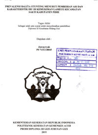 Image of Prevalensi Balita Stunting Menurut Pemberian ASI dan Karakteristik Ibu Di Kemukiman Lameue Kecamatan Sakti kabupaten Pidie
