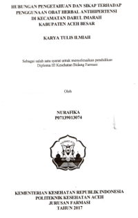 Image of Hubungan Pengetahuan Dan Sikap Terhadap Penggunaan Obat Herbal AntiHipertensi Di Kecamatan Darul Imarah Kabupaten Aceh Besar