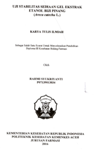 Image of Uji Stabilitas Sediaan Gel Ekstrak Etanol Biji Pinang (Areca Catechu L.)