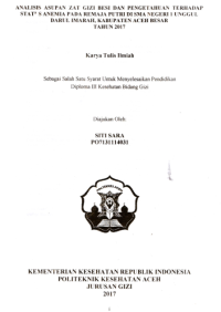 Image of Analisis Asupan Zat Gizi Besi Dan Pengetahuan Terhadap Status Anemia Pada Remaja Putri Di SMA Negeri 1 Unggul Darul Imarah, Kabupaten Aceh Besar Tahun 2017