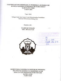 Image of Faktor-Faktor Keberhasilan Pemberian Asi Eksklusif Di Wilayah Kerja Puskesmas Mutiara Barat Kabupaten Pidie Tahun 2018