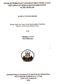 Image of Studi Etnobotani Tanaman Obat Suku Gayo Kecamatan Kebayakan Kabupaten Aceh Tengah