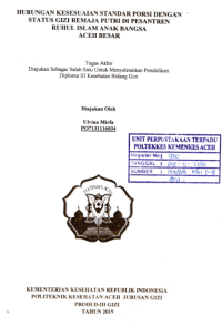 Image of Hubungan Kesesuaian Standar Porsi Dengan Status Gizi Remaja Putri Di Pesantren Ruhul Islam Anak Bangsa Aceh Besar