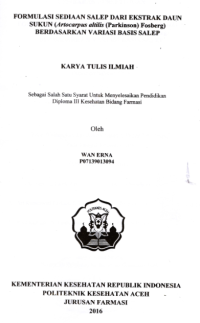 Image of Formulasi Sediaan Salep Dari Ekstrak Daun Sukun (Artocarpus Altilis (Parkinson) Fosberg) Berdasarkan Variasi Basis Salep