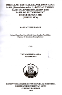 Image of Formulasi Ekstrak Etanol Daun Asam Jawa (Tamarindus Indica L.) Dengan Variasi Basis Salep Hidrokarbon Dan Basis Salep Yang Dapat Dicuci Dengan Air (Emulsi M/A)